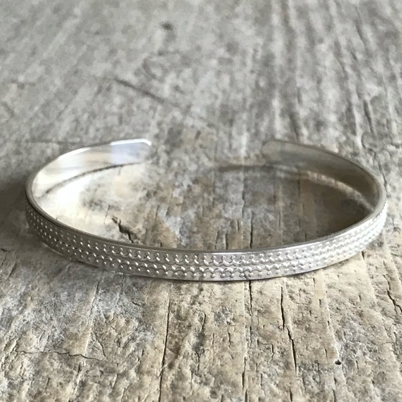 Polished Sterling Silver Scalloped Open Cuff Bangle Handmade - 5.6mm Wide - Picture 1 of 6